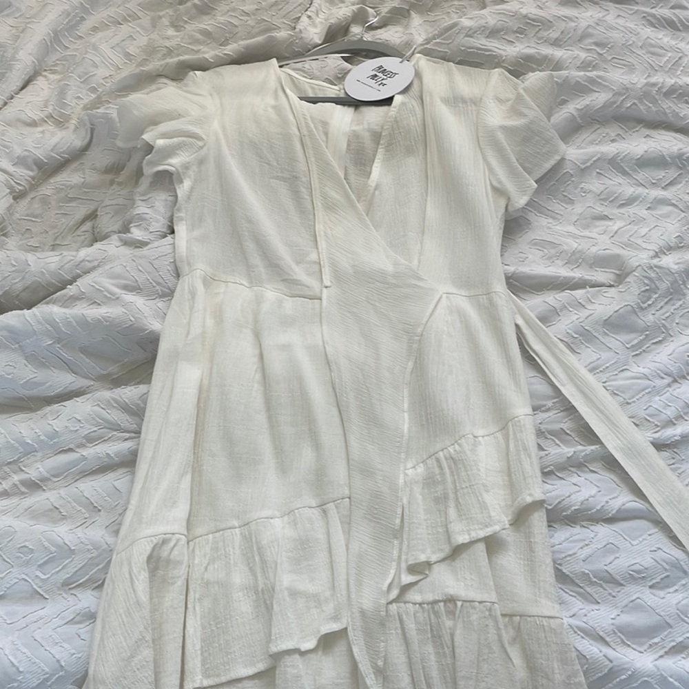 Princess polly “company for one wrap dress white “